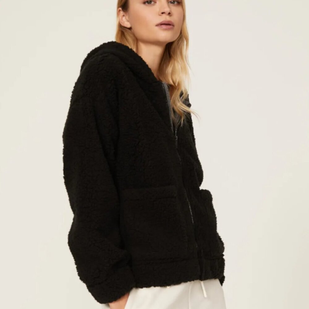 Splendid Black Faux Sherpa Jacket Size Medium
